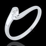 Bague solitaire nid pr�cieux - passion �ternelle - or blanc 9 carats -