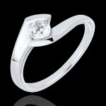 Bague solitaire nid pr�cieux - soir d'�t� - or blanc 18 carats - 0. 32