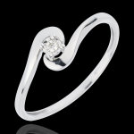 Bague solitaire nid pr�cieux - union d'amour - or blanc 18 carats