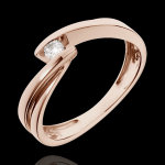 Bague solitaire or rose 18 carats ondine - 0. 07 carat