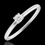 Bague solitaire oui - 0. 1 carat - or blanc 9 carats