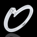 Bague solitaire princesse �toile or blanc 18 carats - diamant 0. 15 cara