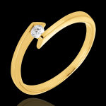 Bague solitaire princesse toile or jaune 18 carats - diamant 0. 08 cara