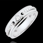 Bague solitaire promesse - or blanc 9 carats et diamants