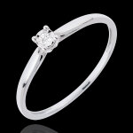 Bague solitaire roseau - 0. 03 carat - or blanc 18 carats