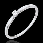 Bague solitaire roseau - 0. 04 carat - or blanc 18 carats