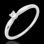 Bague solitaire roseau - 0. 07 carat - or blanc 18 carats