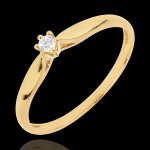 Bague solitaire roseau 6 griffes - 0. 05 carat - or jaune 18 carats