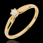 Bague solitaire roseau 6 griffes - 0. 07 carat - or jaune 18 carats