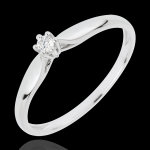Bague solitaire roseau 6 griffes - or blanc 18 carats