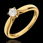 Bague solitaire roseau 6 griffes - or jaune 18 carats - 0. 3 carat