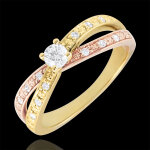 Bague solitaire saturne duo double diamant 0. 15 carat - or jaune et or r Bague solitaire saturne duo double diamant 0. 15 carat - or jaune et or r