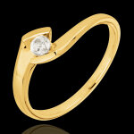 Bague solitaire soir d't or jaune 9 carats - diamant 0. 12 carat