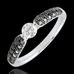 Bague solitaire triomphale - diamants noirs - 0. 25 carat - or blanc 18 c