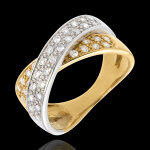 Bague tandem pav�e - 0. 5 carats - 36 diamants - or blanc et or jaune 18