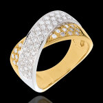 Bague tandem pave - 0. 8 carats - 57 diamants - or blanc et or jaune 18