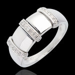Bague triade or blanc 18 carats pave - 9 diamants