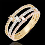 Bague trilogia - 3 ors 9 carats et diamants