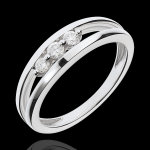 Bague trilogie abme or blanc 18 carats - 3 diamants