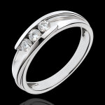 Bague trilogie bipolaire or blanc 18 carats - 0. 24 carats - 3 diamants