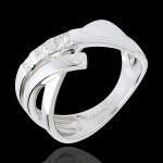 Bague trilogie torsade - 0. 26 carats - or blanc 18 carats