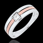 Bague triple rang diamant 0. 062 carat - or blanc et or rose 9 carats