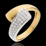 Bague tropique pavée - 34 diamants 0. 26 carats - or blanc et or jaune 1 Bague tropique pavée - 34 diamants 0. 26 carats - or blanc et or jaune 1