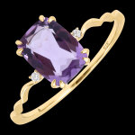 Bague vespera  or jaune 9 carats, amthyste et diamants synthtique