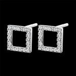 Boucles d'oreilles abondance - cadre enchanté - or blanc 9 carats et di Boucles d'oreilles abondance - cadre enchanté - or blanc 9 carats et di