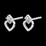 Boucles d'oreilles abondance - coeur anahata - or blanc 9 carats et diam Boucles d'oreilles abondance - coeur anahata - or blanc 9 carats et diam