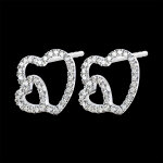 Boucles d'oreilles abondance - double coeur - or blanc 18 carats et diam Boucles d'oreilles abondance - double coeur - or blanc 18 carats et diam
