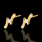 Boucles d'oreilles apostrophe diamants - puce or jaune 18 carats - 0. 19