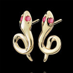 Boucles d'oreilles balade imaginaire - mini venin - rubis - or jaune 9 c
