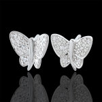Boucles d'oreilles balade imaginaire - papillon musicien - or blanc 9 ca