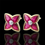 Boucles d'oreilles belle toile - rubis - or jaune 9 carats