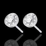 Boucles d'oreilles bouton or blanc 18 carats - 0. 25 carats