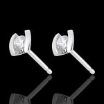 Boucles d'oreilles caldera - puces diamants or blanc 18 carats - 0. 21 ca