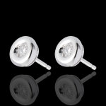 Boucles d'oreilles calice diamants - puce or blanc 18 carats Boucles d'oreilles calice diamants - puce or blanc 18 carats
