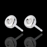 Boucles d'oreilles calice diamants - puce or blanc 18 carats