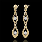 Boucles d'oreilles le charme du paon - deux ors - or blanc et or jaune 9