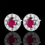 Boucles d'oreilles clvia - rubis - or blanc 9 carats