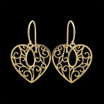 Boucles d'oreilles coeur arabesques - or jaune 9 carats Boucles d'oreilles coeur arabesques - or jaune 9 carats