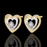 Boucles d'oreilles coeurs boudoir - deux ors - or blanc et or jaune 9 ca Boucles d'oreilles coeurs boudoir - deux ors - or blanc et or jaune 9 ca