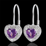 Boucles d'oreilles coeur enchantement - améthyste - or blanc 9 carats Boucles d'oreilles coeur enchantement - améthyste - or blanc 9 carats