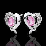 Boucles d'oreilles coeurs fraisier - or blanc 9 carats Boucles d'oreilles coeurs fraisier - or blanc 9 carats