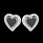 Boucles d'oreilles coeur mega - or blanc 9 carats Boucles d'oreilles coeur mega - or blanc 9 carats