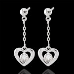 Boucle d'oreilles coeurs pendules - or blanc 18 carats Boucle d'oreilles coeurs pendules - or blanc 18 carats