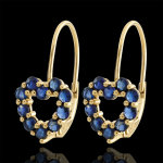 Boucles d'oreilles coeur rosie - saphirs - or jaune 9 carats Boucles d'oreilles coeur rosie - saphirs - or jaune 9 carats