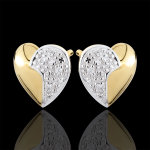 Boucles d'oreilles coeurs en vague - or blanc et or jaune 9 carats Boucles d'oreilles coeurs en vague - or blanc et or jaune 9 carats