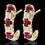 Boucles d'oreilles croles clarisse - rubis - or jaune 9 carats